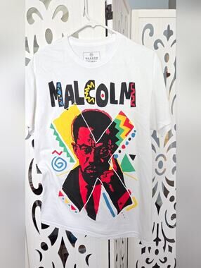 Reason Clothing Malcolm X Graphic Tee White Mens Size Medium Retro 90s Style